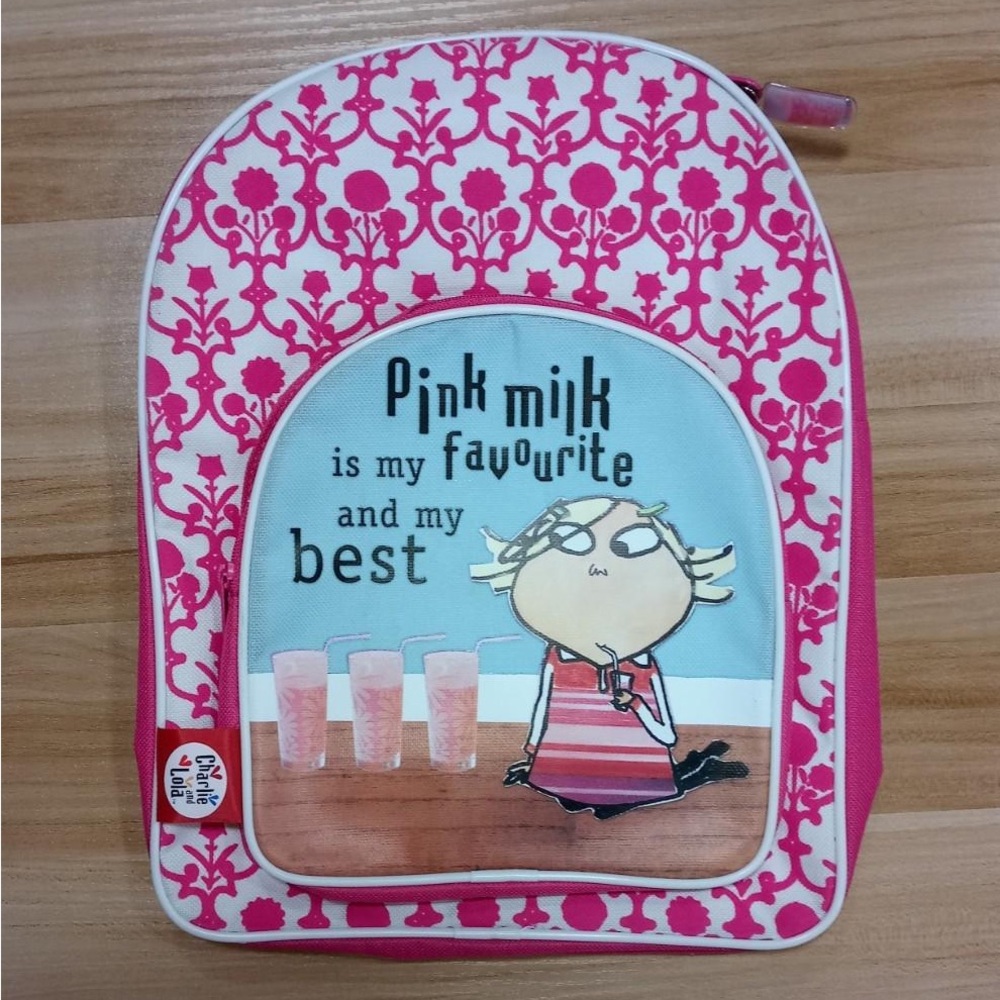 Pink and White Graphic Backpack ISO DO NOT BUY